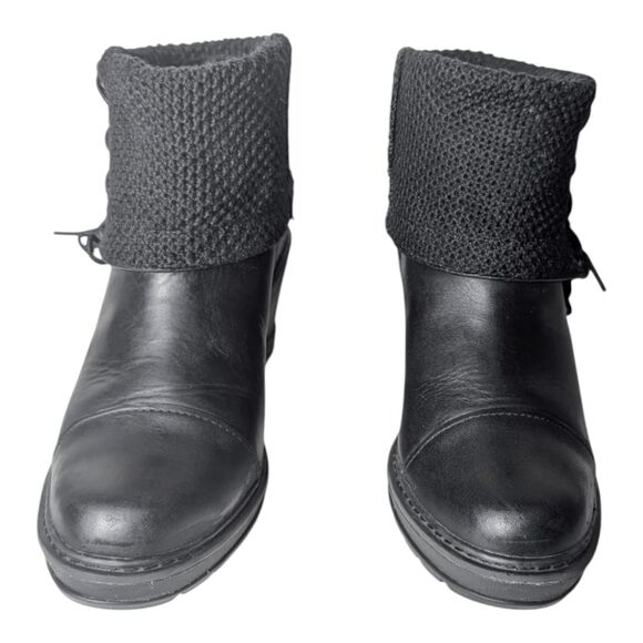 TIMBERLAND Kelli's Black Leather Fold Down Wedge Boot Size 8.5 - Picture 4 of 9